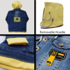 Boys Hoodie Style & Printed Denim Jacket with Yellow Rib
