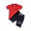 Boys Polo surf Party Back Shark Printed Red