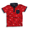 Boys Stylish Fish Printed Polo Shirt Red