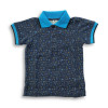 Boys Stylish Floral Printed Polo Shirt Deep Blue & Blue Rib