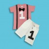 Boys Stylish T-Shirt with Bow tie and Pant Set Baby Pink