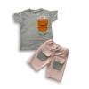 Boys Stylish T-Shirt with Pocket and Light Pink Pant