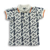 Boys Stylish XT Printed Polo Shirt White & Multicolor Rib