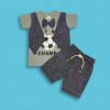 Boys T-Shirt Koti Style with Bow tie and Pant Set Gray