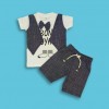 Boys T-Shirt Koti Style with Bow tie and Pant Set White