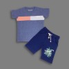 Boys T-shirt & Pant Set  Ash Blue Stripe