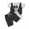 Boys T-Shirt & Pants  with COTI & Bow tie Navy Blue Check