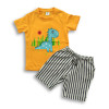 Cute Dinosaur Printed T-shirt & Pant Set Yellow Orange