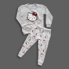 Cute Hello Kitty Printed Wintew Sweatshirt & Trouser Set for Girls Ash