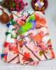 Digital Bird Printed Chandni Silk Saree Multicolor