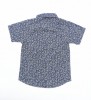 Flower & Leaf Sketch Design all over Print Stylish Black Short Sleeve Boys Shirt