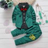 Full Sleeve Shirts and Pant  with attached Jacket  & Bow Tie_Emerald Green