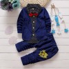 Full Sleeve Shirts and Pant  with attached Jacket & Bow Tie_Navy Blue
