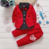Full Sleeve Shirts and Pant  with attached Jacket  & Bow Tie_Red