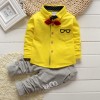 Full Sleeves Shirt with Striped Pants Set & Bow Tie Yellow for Boys