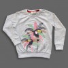 Girls Embroidery & Bird Printed Sweatshirt Ash