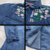 Girls Floral Embroidery Denim Shirt