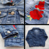 Girls Full-Sleeve Rose Embroidery Denim Jacket