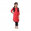 Girls Koti Set with Salwar Red Linen Print