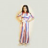Girls Stripe Jumpsuit with Collar Multicolor