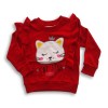 Girls Stylish Cat Star Printed Sweatshirt Red