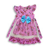 Girls Stylish Floral Print Frock with Bow and Net Pink