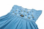 Girl's Summer denim  Frock with Embroidery Sky Blue