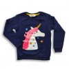 Girls Unicorn Sequence Glitter & Printed Sweatshirt Blue