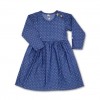 Girls' Winter Full Sleeve Denim Frock with Wooden Button Star Print