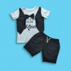 It's Cool to be Kind Boys Ash T-shirt & Pant with Black Koti