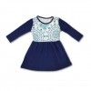 KIDS Full Sleeve Knitted Frock Cream & Blue Print