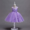 Purple Sleeveles Knee Princess Party Dress for kids