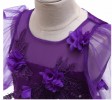 Short Sleeve Long Purple Party Dress