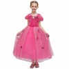 Short Sleeve Pink Party Dress with Flower