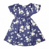 Princess Floral Stylish Baby Girls Frock with Bow  Blue Printed