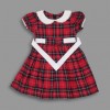 Red Check Cotton Baby Collar  Frock for Girls