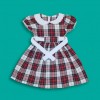 Red & White Check Cotton Baby Collar  Frock for Girls