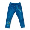 Stylish Girl's Embroidery  Denim Full Pants Navy Blue