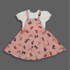 Stylish Overalls Linen Frock  for Girls SWEET PINK