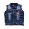 UK Flag & CID Printed Sleeveless Denim Jacket for Boys