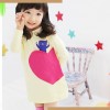 Cute Cat Print & Heart Shaped Pocket Girls Full-sleeve winter T-shirt Yellow.