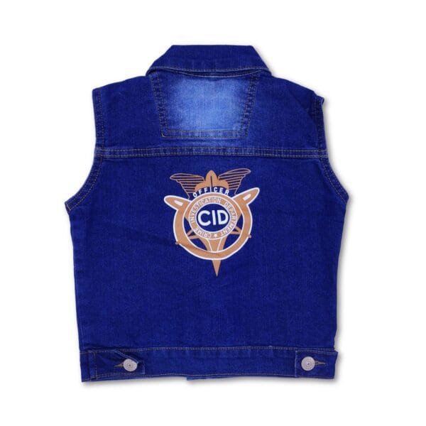 Boys Dark Blue Denim Sleeveless Jacket - Image 2