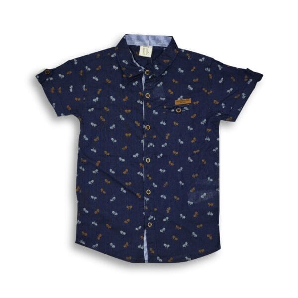 Boys Short Sleeve Car Print Deep Blue