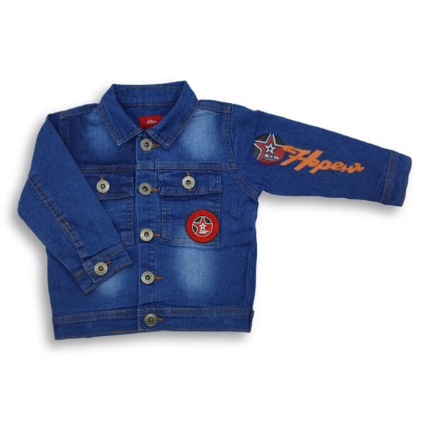 LED Light & Star Printed Denim Jacket for Boys