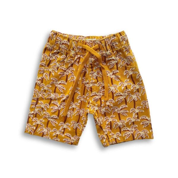 Boys All Over Tree Printed Gabardine Half Pant Orange