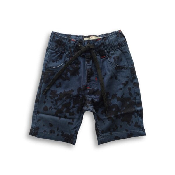 Boys All Over Floral Printed Gabardine Half Pant Blue-Ash