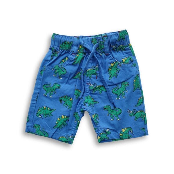 Boys All Over Dinosaur Printed Gabardine Half Pant Blue