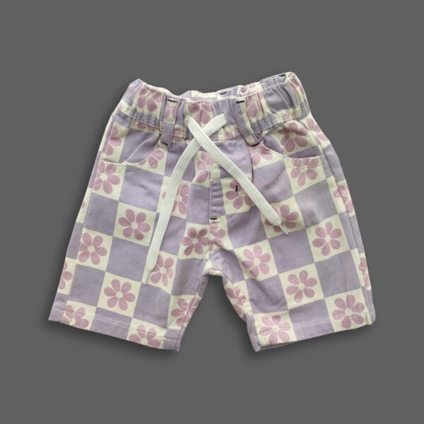 Boys All Over Floral Printed Gabardine Half Pant Light Purple