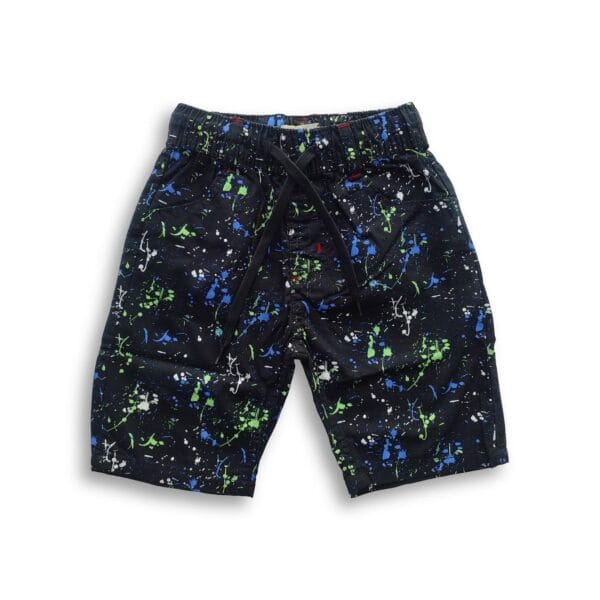 Boys Multicolor Printed Gabardine Half Pant Black