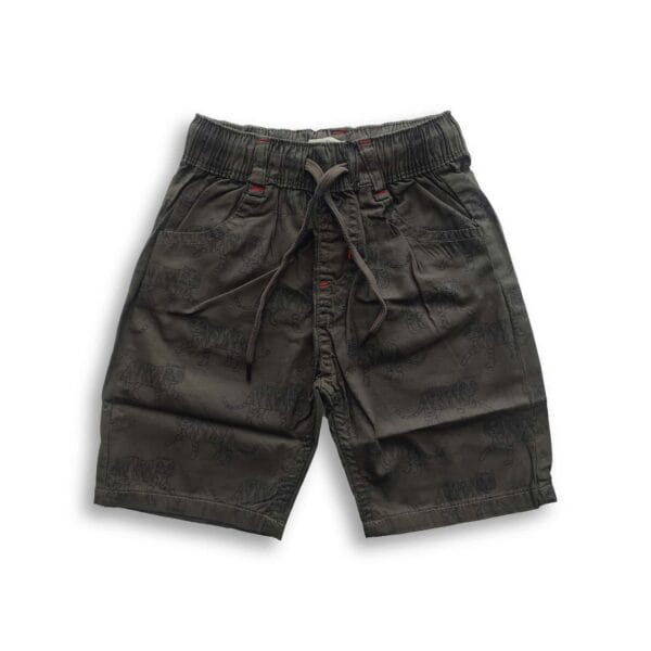 Boys Tiger Printed Gabardine Half Pant Olive